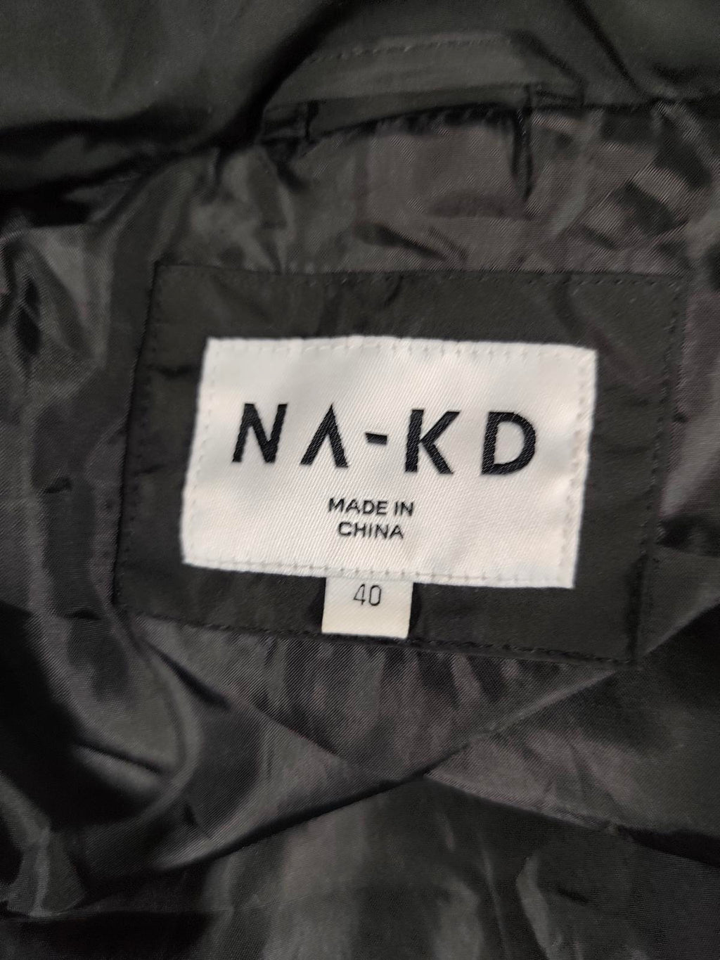 NA-KD Women’s Black Puffer Jacket – Size EU 40