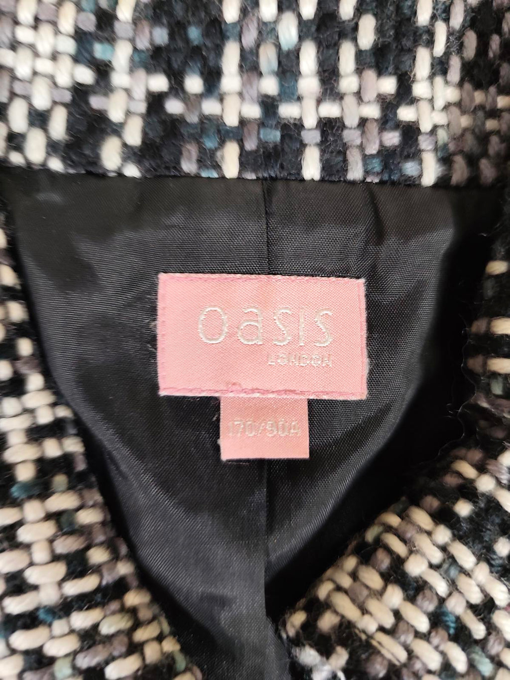 Oasis London Tweed Belted Jacket Size S