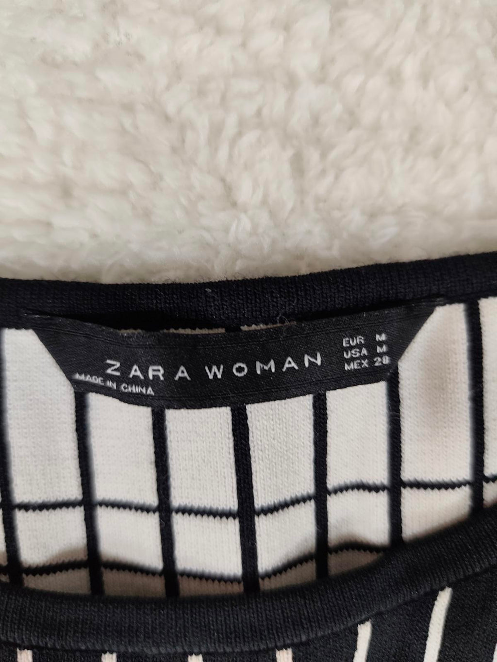 Zara Woman Black White Grid Skater Dress Size M