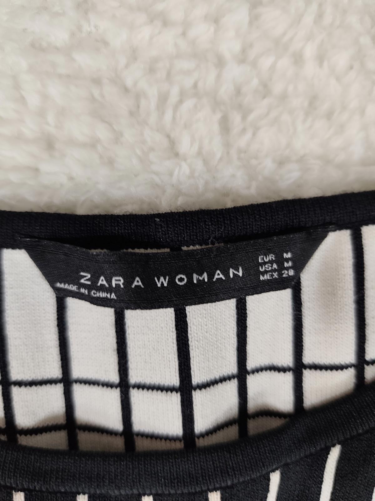 Zara Woman Black White Grid Skater Dress Size M