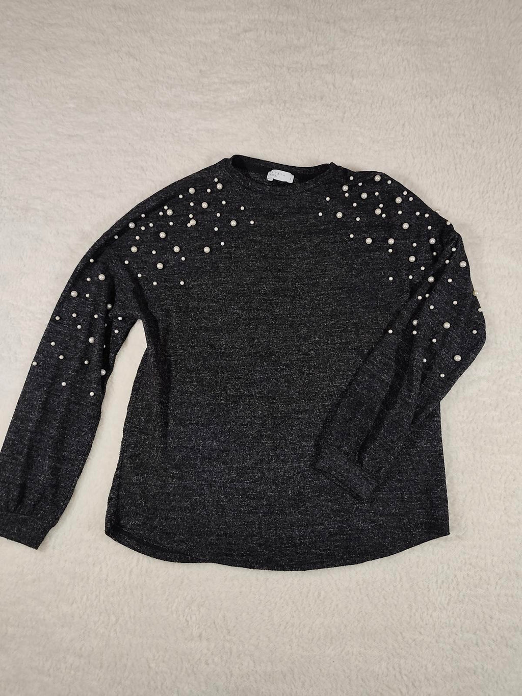 Papaya Woman Pearl Embellished Dark Grey Jumper Size UK 8