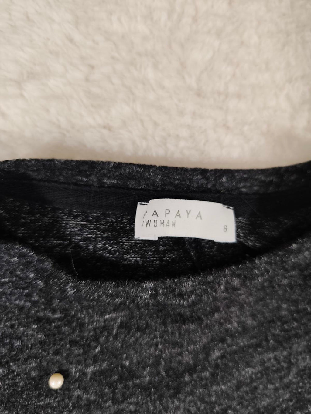 Papaya Woman Pearl Embellished Dark Grey Jumper Size UK 8