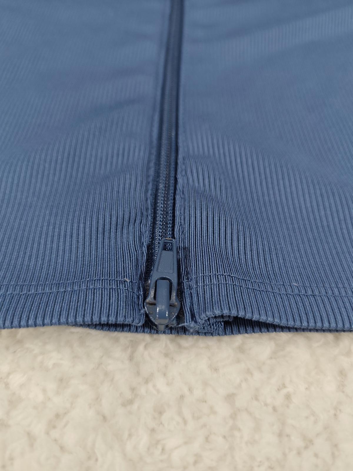 FB Sister Blue Ribbed Zip Crop Top Long Sleeve XXS