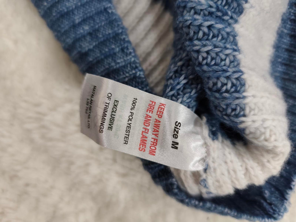 Papaya Blue White Striped Knit Jumper Size M