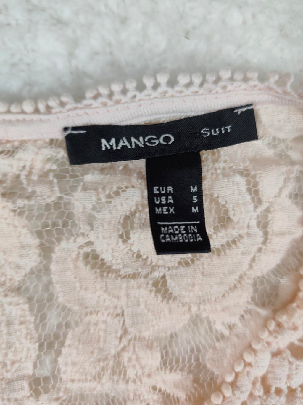 Mango Suit Lace Blouse Pink Size M