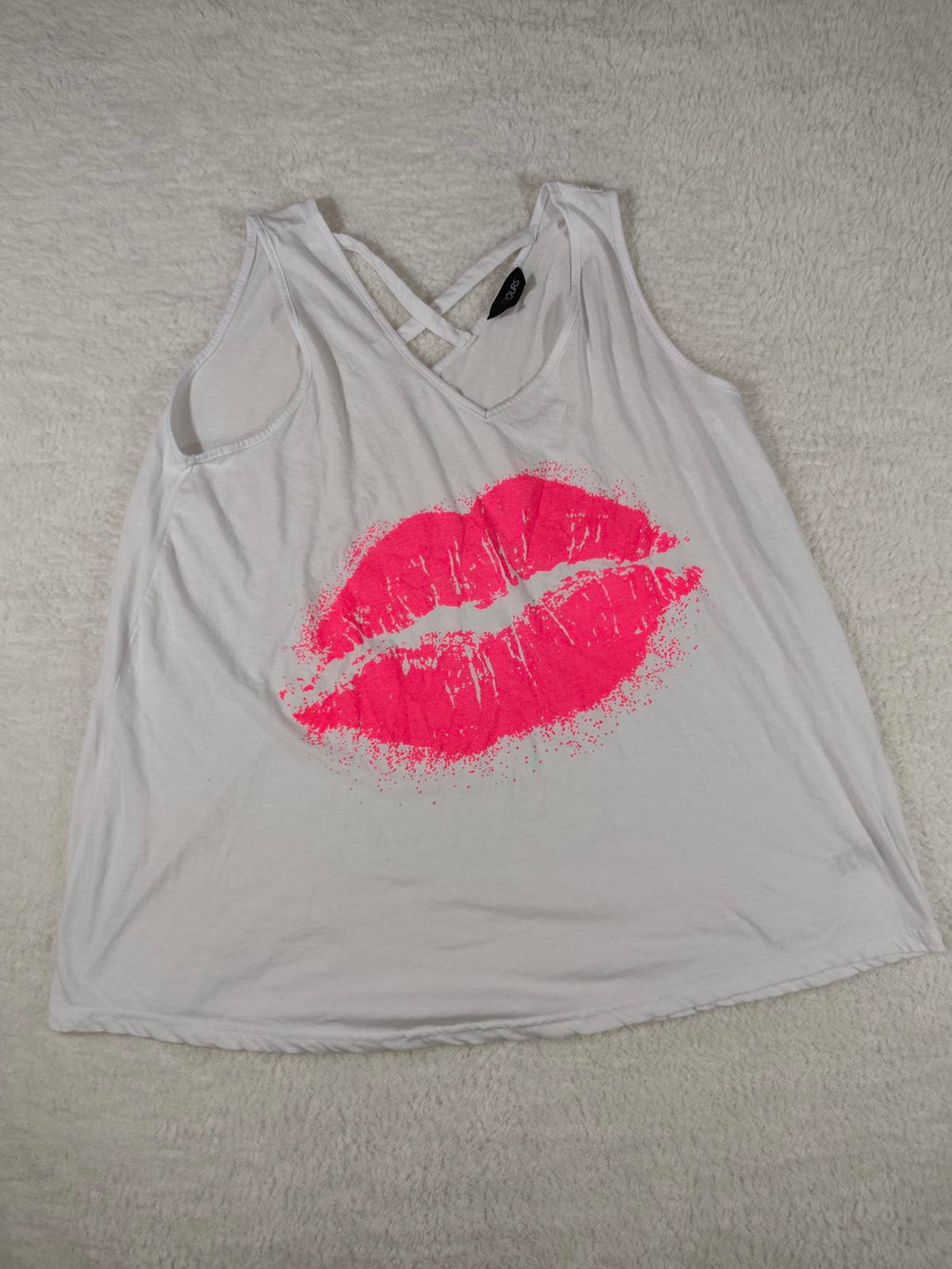 Yours White Lips Print Sleeveless Top UK 22-24