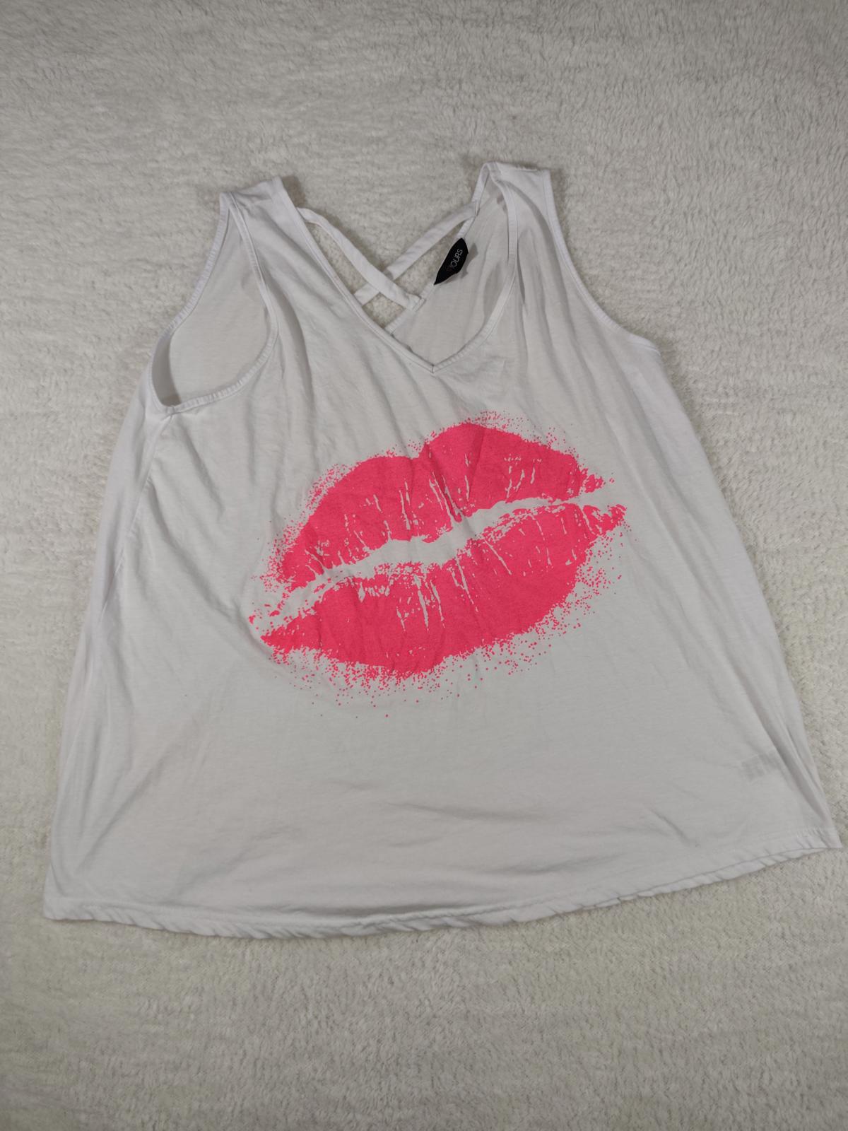 Yours White Lips Print Sleeveless Top UK 22-24