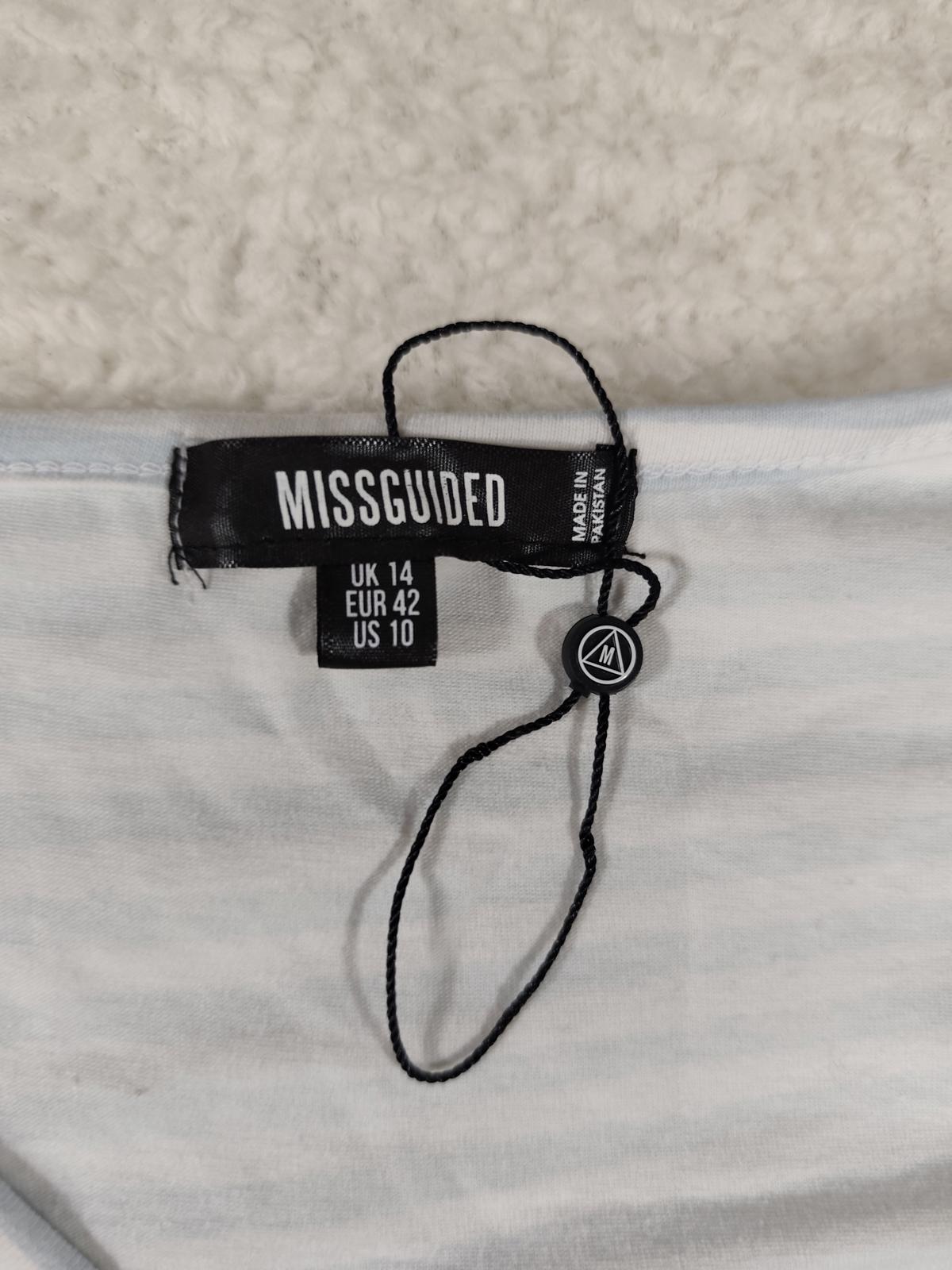 Missguided Blue White Striped Asymmetric Top Size UK 14