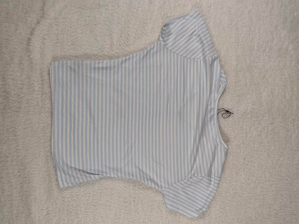 Missguided Blue White Striped Asymmetric Top Size UK 14