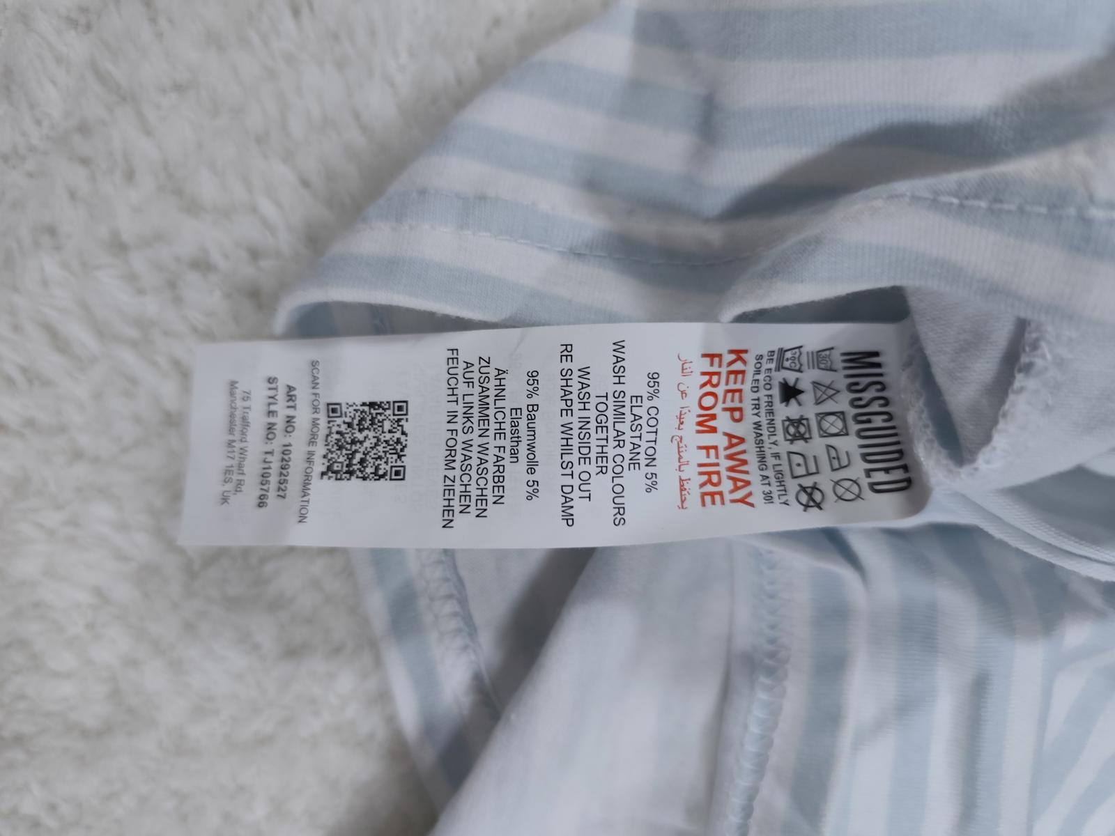 Missguided Blue White Striped Asymmetric Top Size UK 14