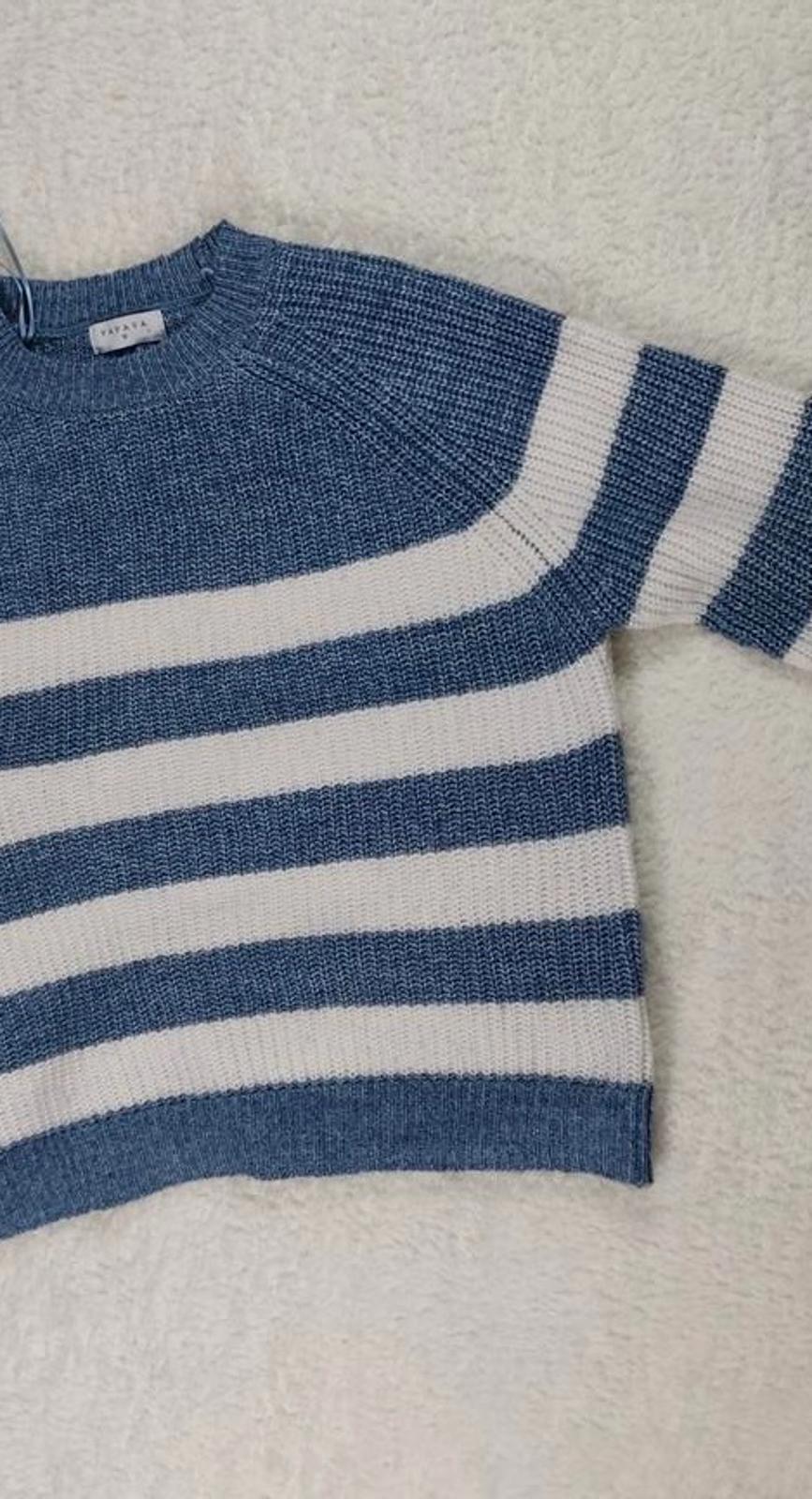 Papaya Blue White Striped Knit Jumper Size M